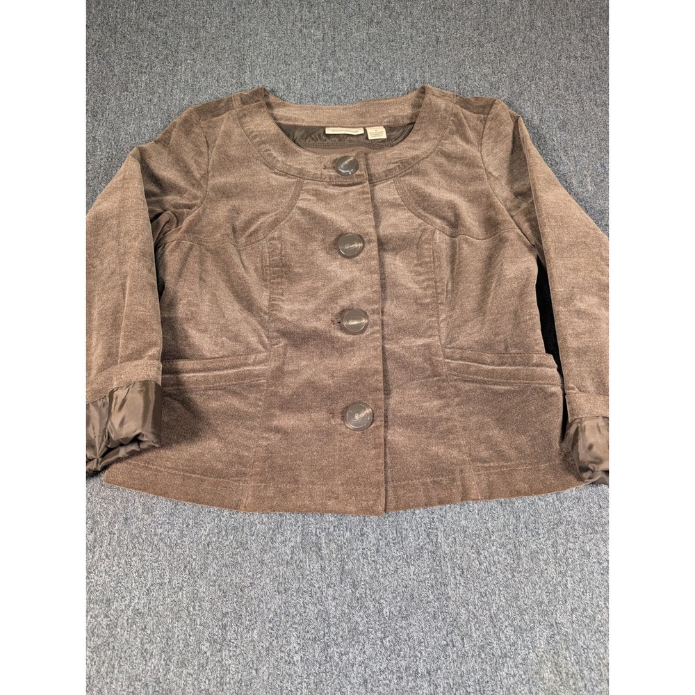 DKNY Jeans Womens Brown Corduroy Cropped Button Front Jacket Size M